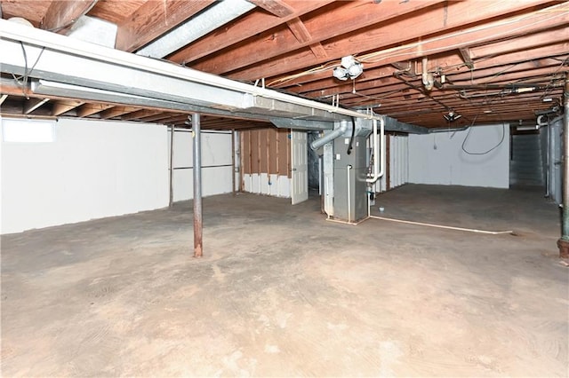 basement with heating unit