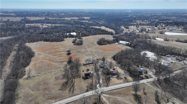 aerial view featuring a rural view