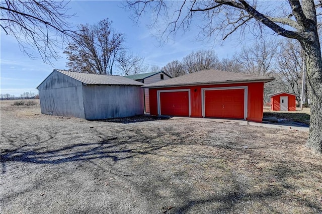 view of detached garage