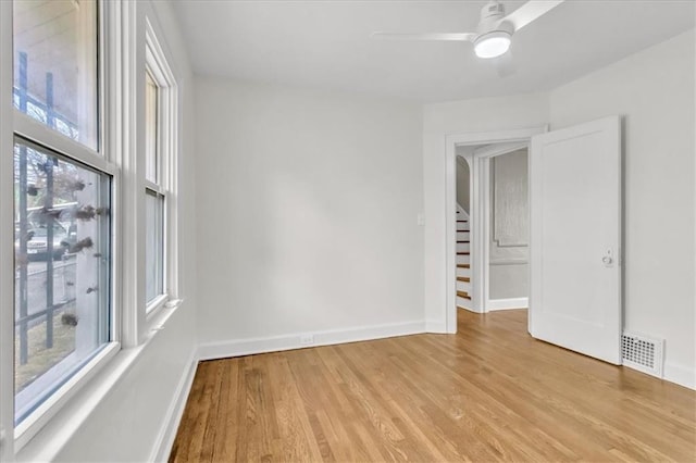 1122 E 76th St, Kansas City, MO 64131 - unfurnished room with baseboards, light wood-style flooring, visible vents, and a wealth of natural light