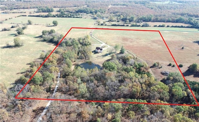 aerial view featuring a rural view