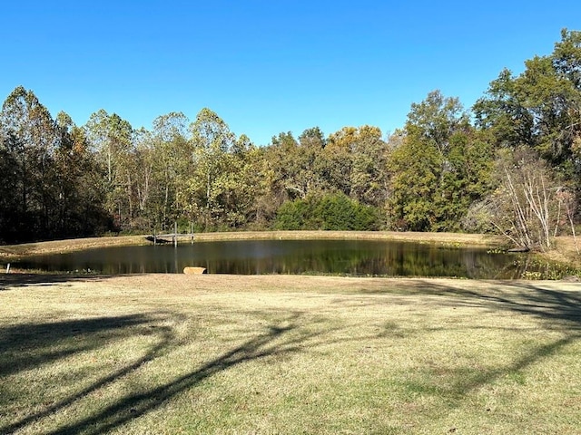 view of water feature with a view of trees