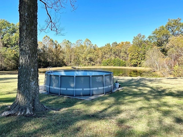 pool with a view of trees and a lawn