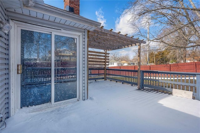 view of patio featuring fence and a pergola