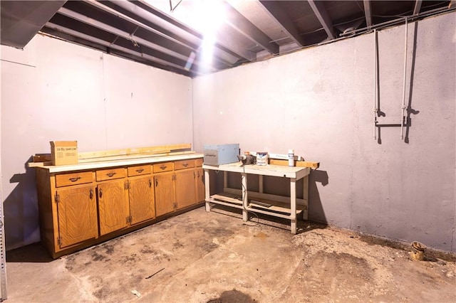 view of unfinished basement