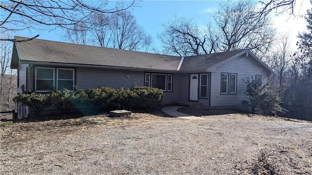 ranch-style house with roof with shingles