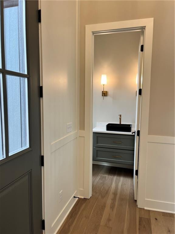 hallway featuring wood finished floors