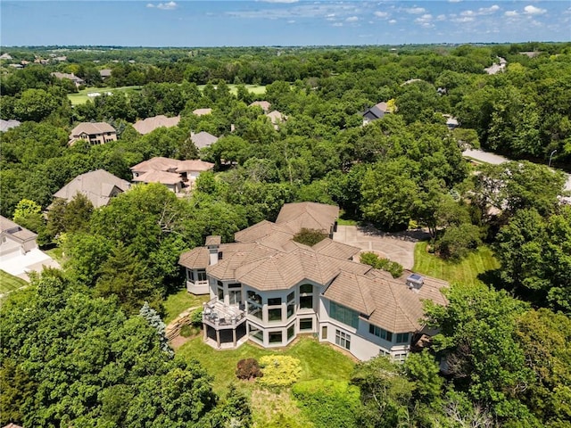 drone / aerial view with a view of trees