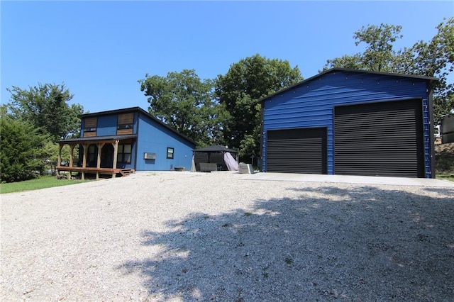 view of detached garage