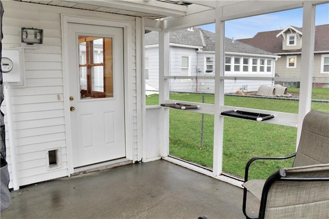 view of unfurnished sunroom