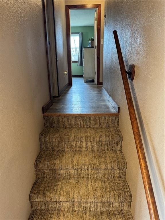 staircase featuring wood finished floors