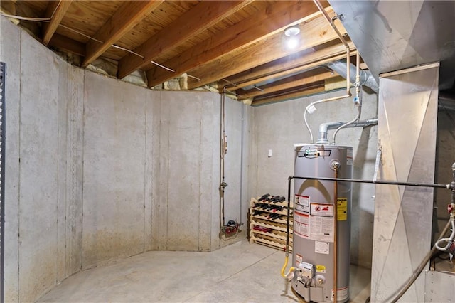 unfinished basement with water heater