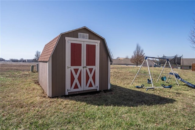 view of shed featuring a playground