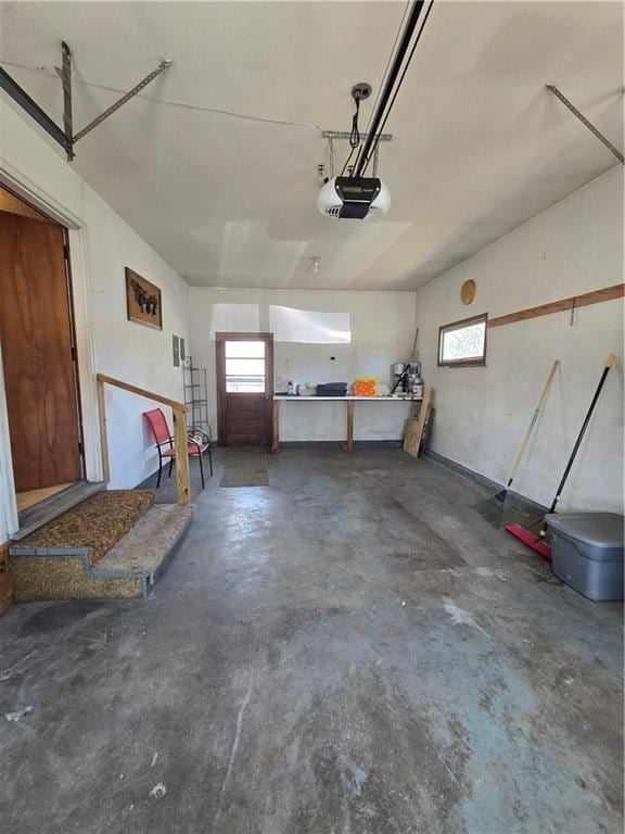 garage with a garage door opener