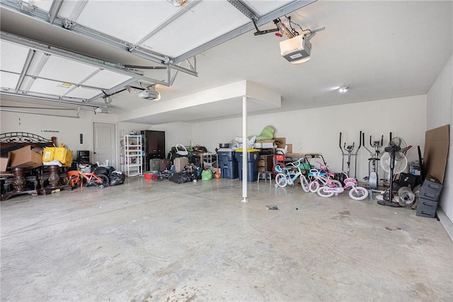 garage with a garage door opener