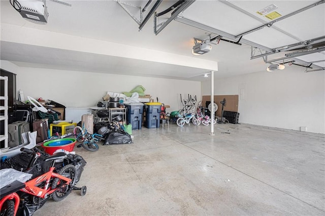 garage with a garage door opener