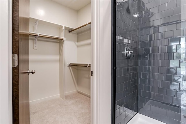 4413 E 135th St, Grandview, MO 64030 - full bathroom featuring a shower stall, a walk in closet, and baseboards