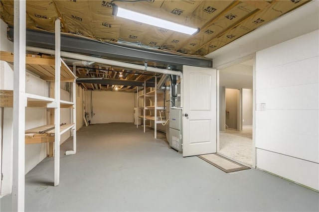 view of unfinished basement