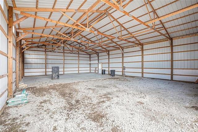 garage with metal wall