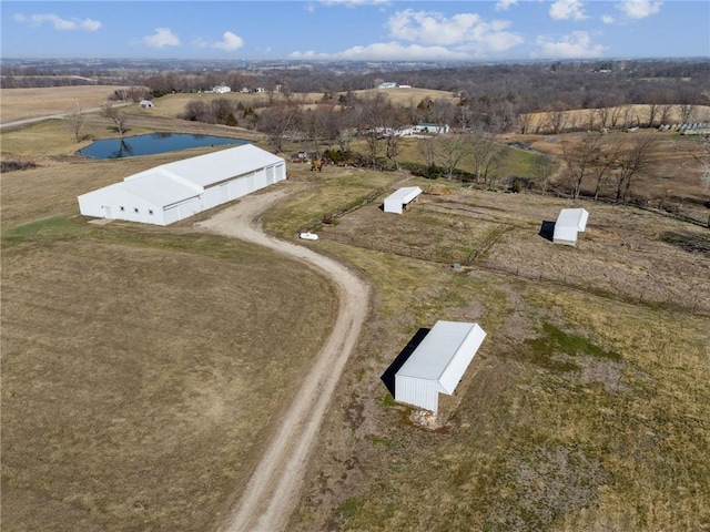 drone / aerial view with a rural view