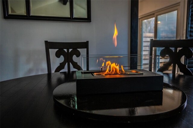 interior space with a multi sided fireplace