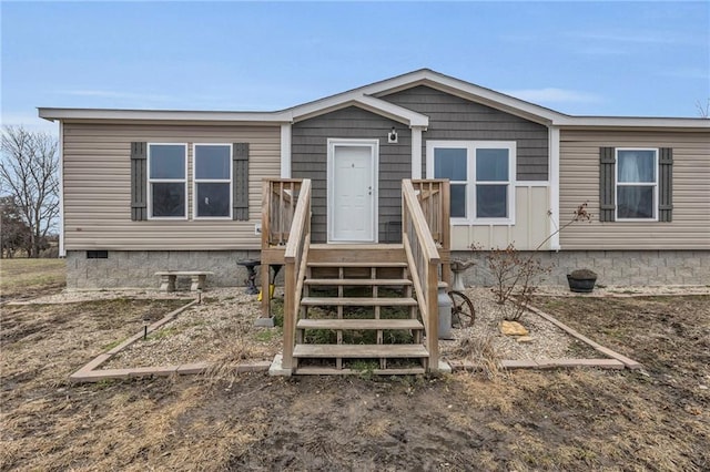 view of front of property with crawl space