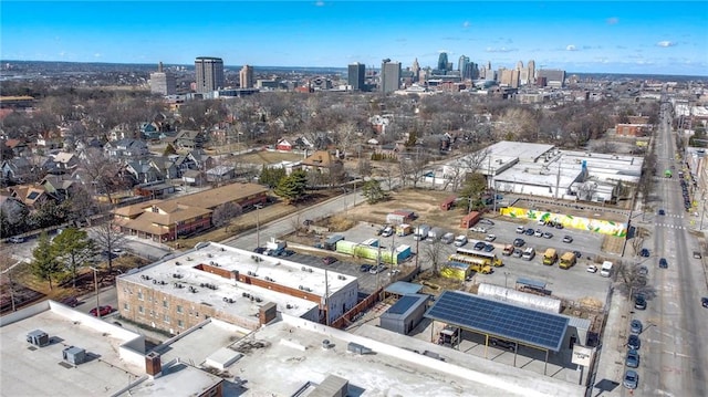 drone / aerial view with a view of city