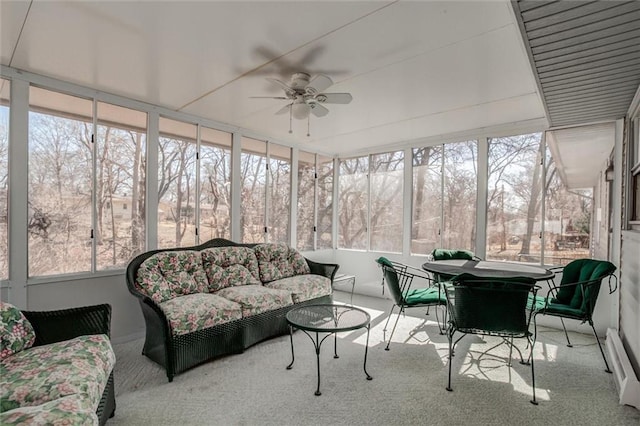 sunroom / solarium with ceiling fan