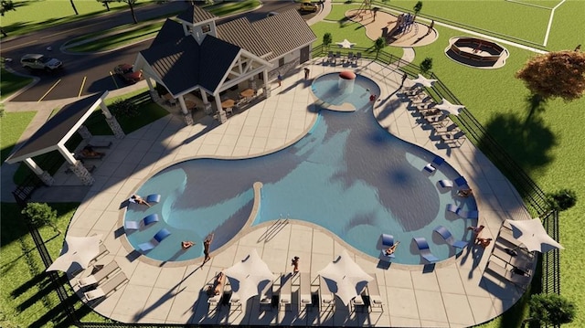 17147 S Heatherwood St, Olathe, KS 66062 - bird's eye view of a pool area
