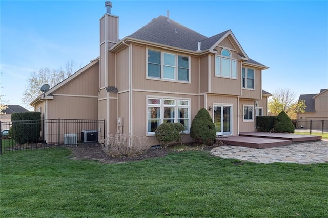 15498 Cedar Ln, Basehor, KS 66007 - back of house featuring a chimney and a patio area
