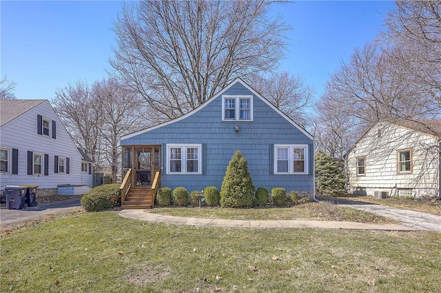 bungalow with a front lawn