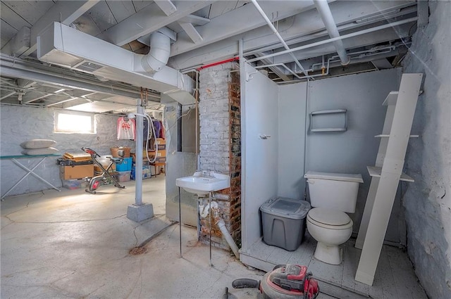 basement with a sink