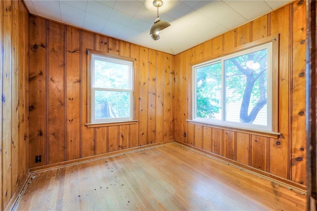 5200 NW Valley View Rd, Blue Springs, MO 64015 - empty room featuring wood-type flooring, healthy amount of natural light, wooden walls, and baseboards