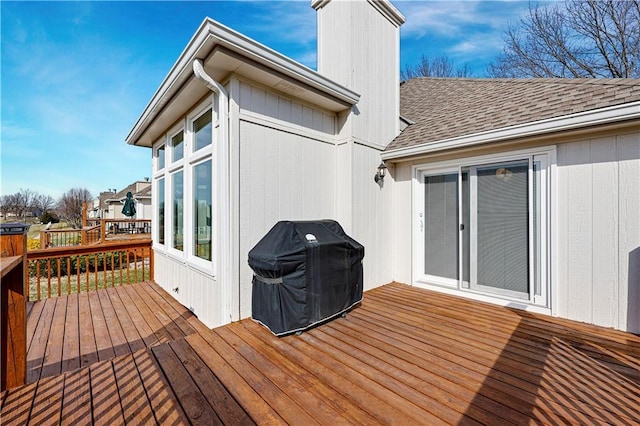 deck featuring grilling area