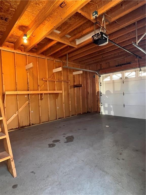 garage with a garage door opener