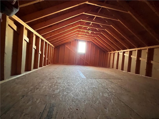 view of unfinished attic