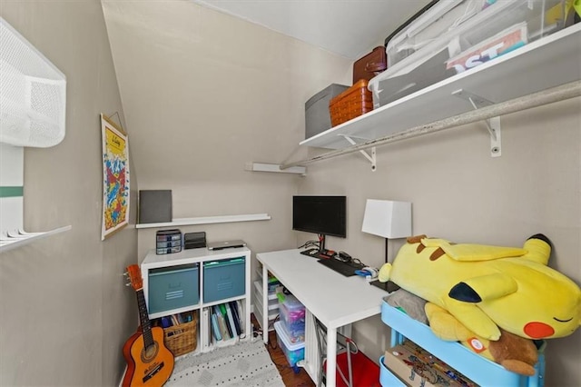 home office featuring wood finished floors