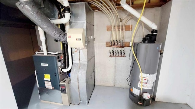 utility room featuring gas water heater