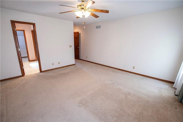 22513 E 33rd St S, Blue Springs, MO 64015 - unfurnished bedroom with visible vents, light carpet, baseboards, and ceiling fan