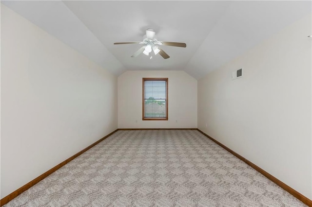 1796 NW 770th Rd, Bates City, MO 64011 - bonus room featuring vaulted ceiling, light carpet, baseboards, and a ceiling fan