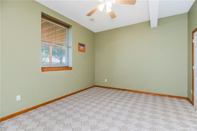 1796 NW 770th Rd, Bates City, MO 64011 - unfurnished room featuring ceiling fan, baseboards, beam ceiling, and carpet floors