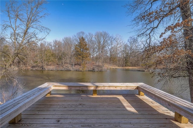 view of dock featuring a water view