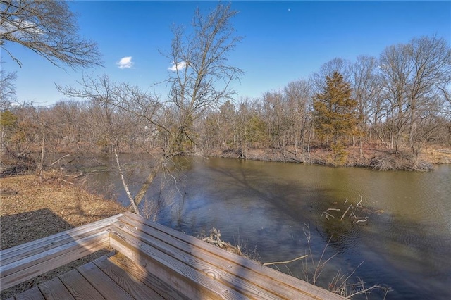 view of dock featuring a water view