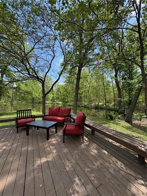 350 NW 71p Rd, Clinton, MO 64735 - wooden terrace featuring outdoor lounge area
