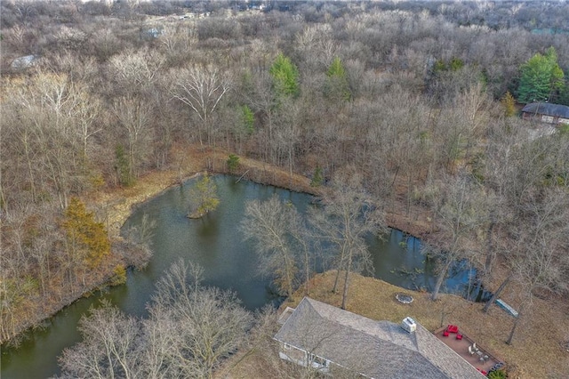 350 NW 71p Rd, Clinton, MO 64735 - birds eye view of property featuring a water view and a view of trees
