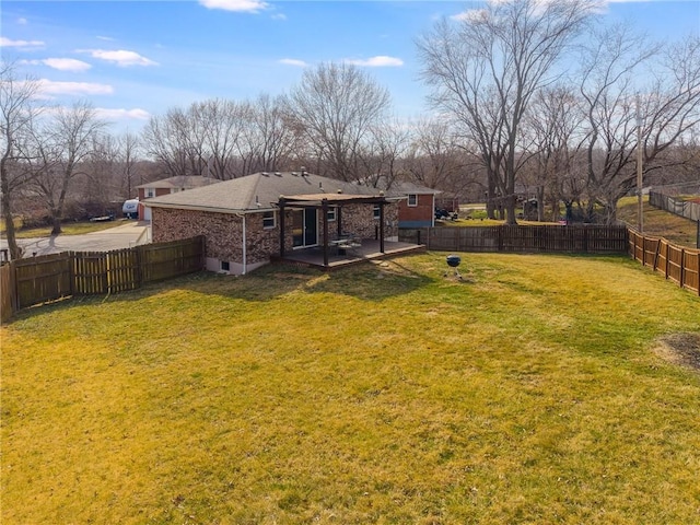 view of yard with a fenced backyard and a patio area