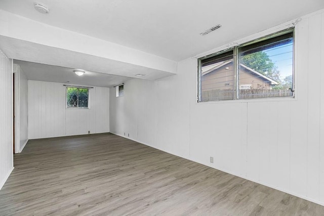 empty room featuring visible vents and wood finished floors