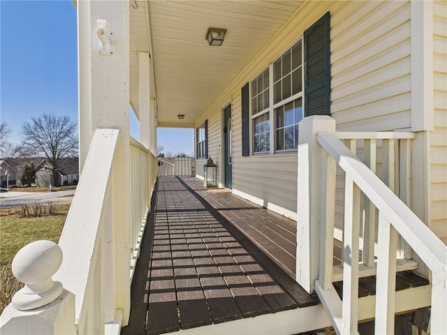 wooden deck with covered porch