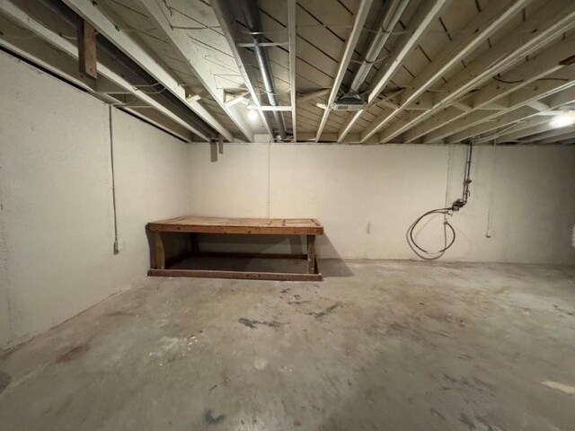 view of unfinished basement