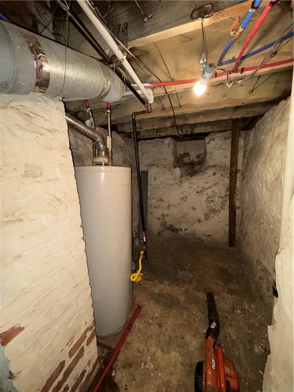 unfinished below grade area with water heater